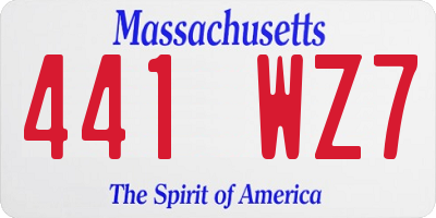 MA license plate 441WZ7