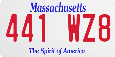 MA license plate 441WZ8