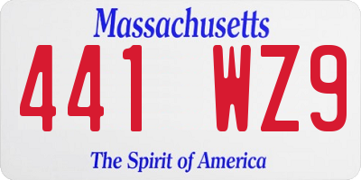 MA license plate 441WZ9