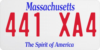 MA license plate 441XA4