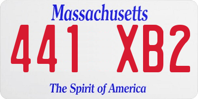 MA license plate 441XB2