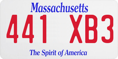 MA license plate 441XB3