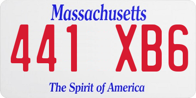 MA license plate 441XB6