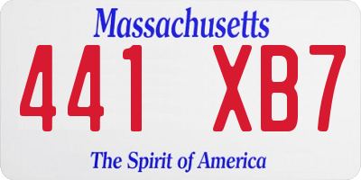 MA license plate 441XB7