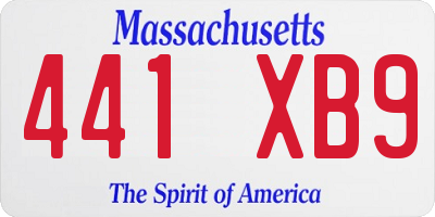 MA license plate 441XB9