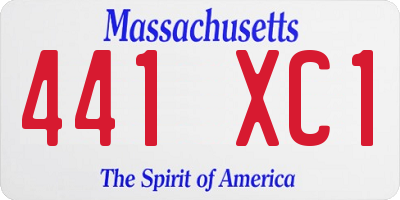 MA license plate 441XC1