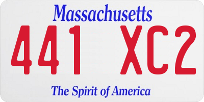 MA license plate 441XC2