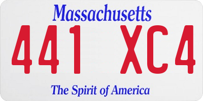MA license plate 441XC4