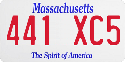 MA license plate 441XC5