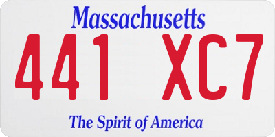 MA license plate 441XC7