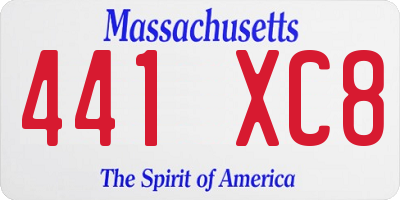 MA license plate 441XC8