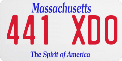MA license plate 441XD0