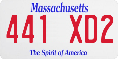 MA license plate 441XD2