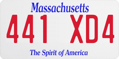MA license plate 441XD4