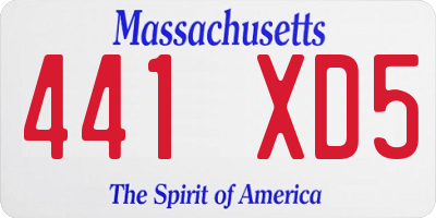 MA license plate 441XD5