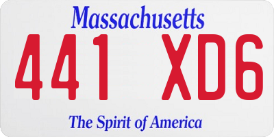 MA license plate 441XD6