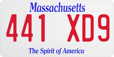 MA license plate 441XD9