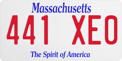 MA license plate 441XE0