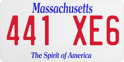 MA license plate 441XE6
