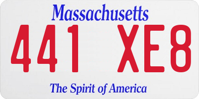 MA license plate 441XE8