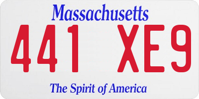 MA license plate 441XE9