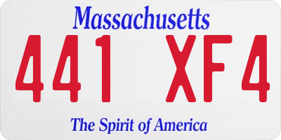 MA license plate 441XF4