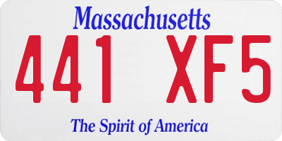 MA license plate 441XF5