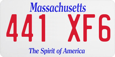 MA license plate 441XF6