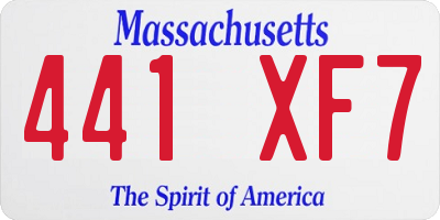 MA license plate 441XF7