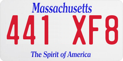 MA license plate 441XF8
