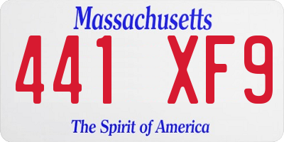 MA license plate 441XF9
