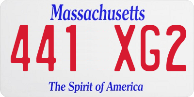 MA license plate 441XG2