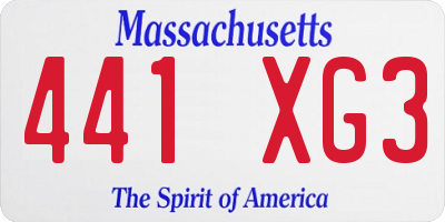 MA license plate 441XG3