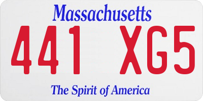 MA license plate 441XG5