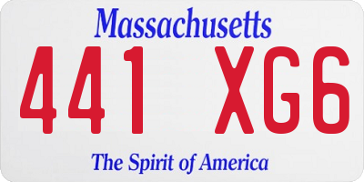 MA license plate 441XG6