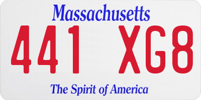 MA license plate 441XG8