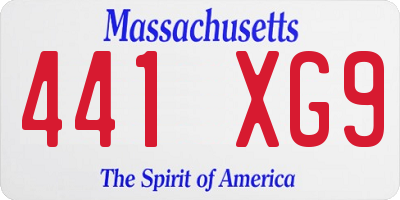 MA license plate 441XG9