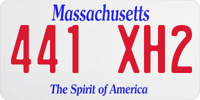 MA license plate 441XH2