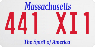MA license plate 441XI1