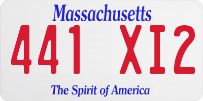MA license plate 441XI2