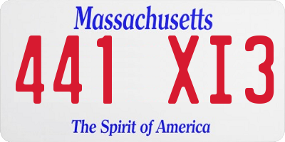 MA license plate 441XI3