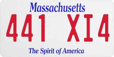 MA license plate 441XI4