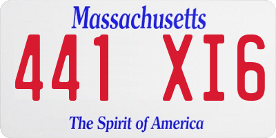 MA license plate 441XI6