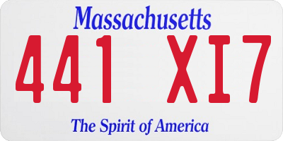 MA license plate 441XI7
