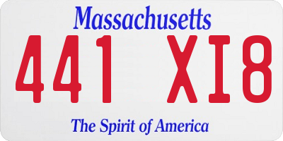 MA license plate 441XI8
