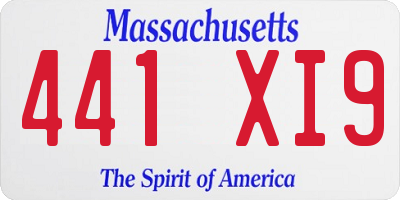 MA license plate 441XI9
