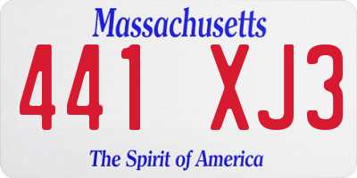 MA license plate 441XJ3