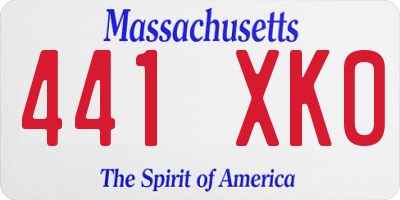 MA license plate 441XK0