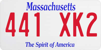 MA license plate 441XK2