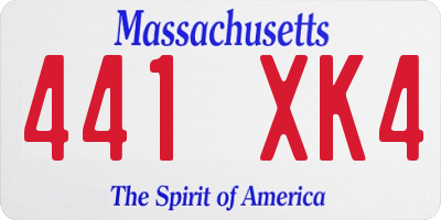 MA license plate 441XK4